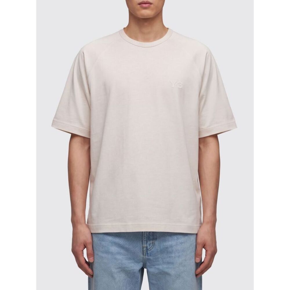 Y-3 Men Y-3 Crewneck Cotton T-Shirt With Dropped Shoulders